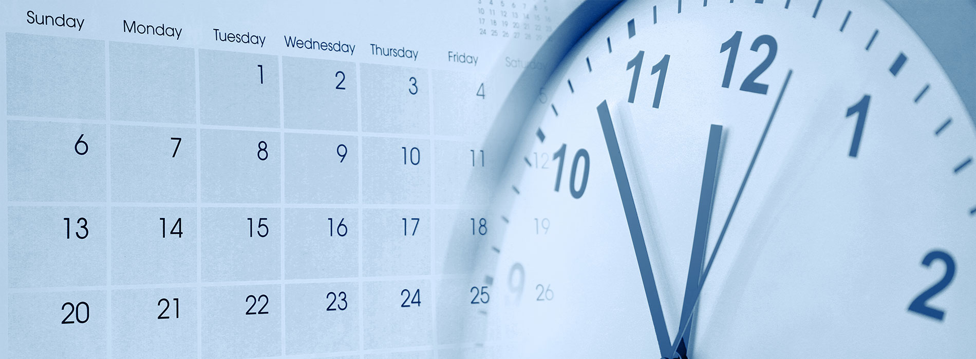 The image displays a close-up view of a calendar with the month of May and the year 2023, showing days from Monday to Sunday, along with the time '1:58' on a clock face at the bottom right corner.